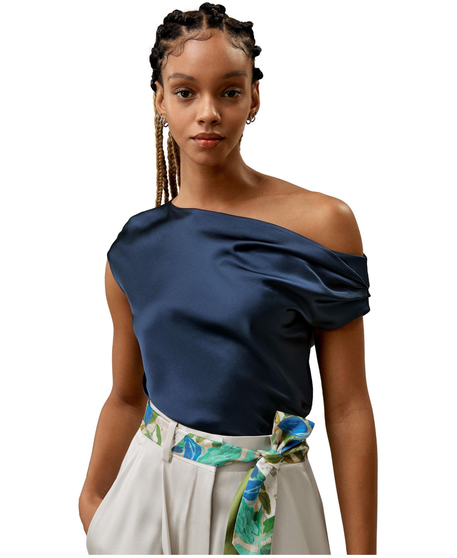 Women's Boat Neck Regular Fit Silk Top