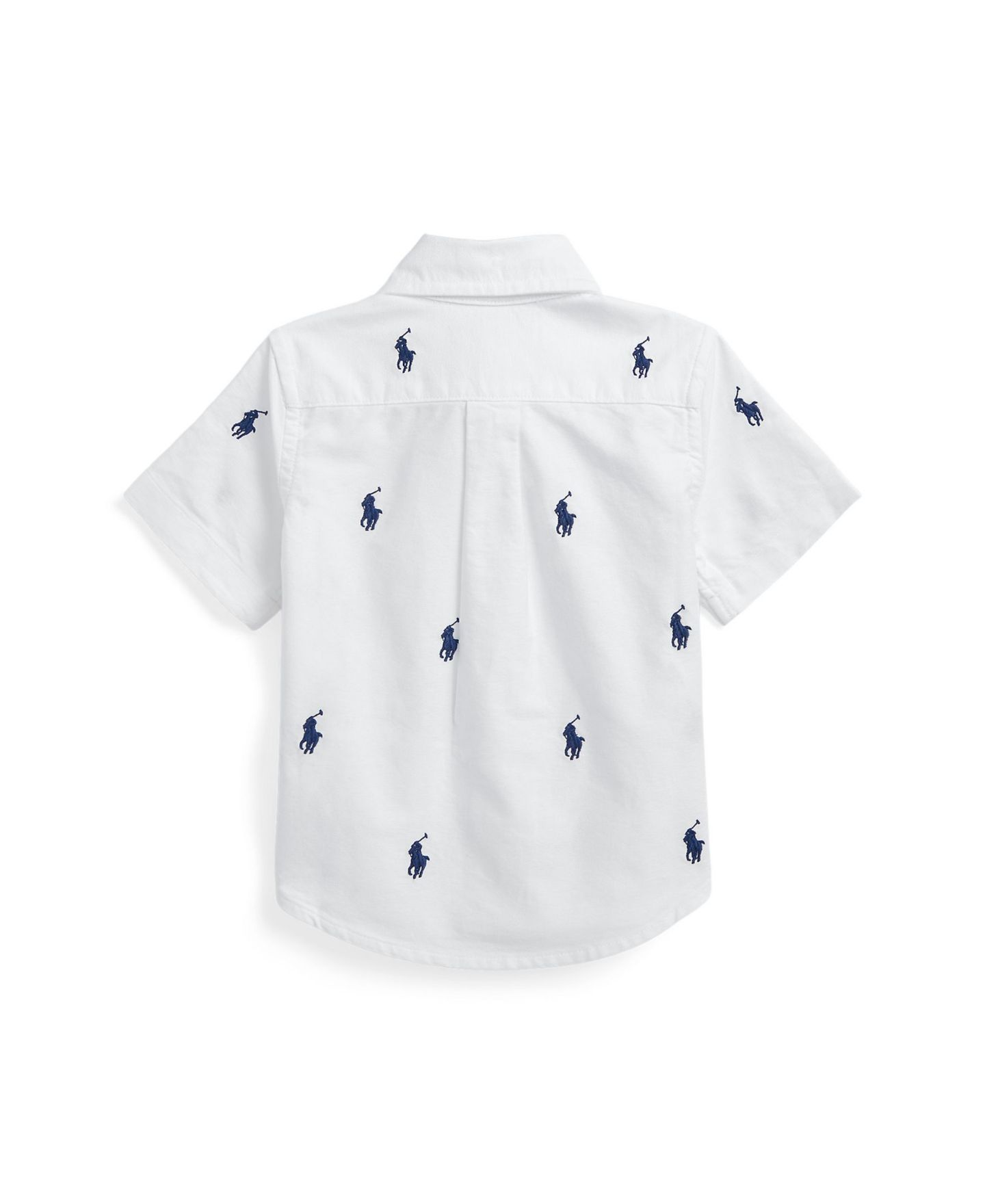 Рубашка Polo Ralph Lauren Pony Oxford Short-Sleeve Shirt для мальчиков-малышей, цвет: Белый / Тёмно-синий — фото 2