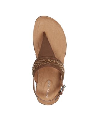 Monte Woven T-Strap Faux Leather Flat Sandals