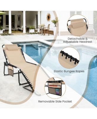 SUGIFT Foldable Recline Lounge Chair with Adjustable Backrest and Footrest