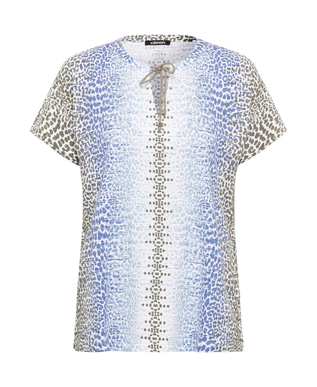 Olsen Women's Short Sleeve Allover Animal Print T-Shirt