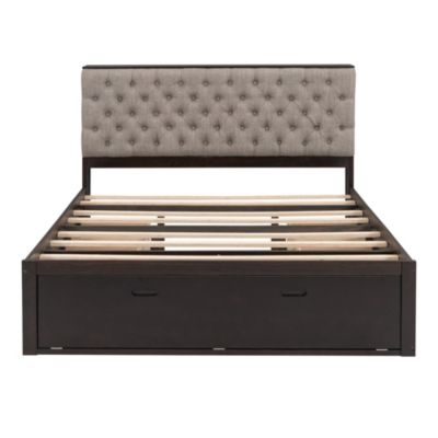 Streamdale Queen Platform Bed with Storage Headboard and Drawers
