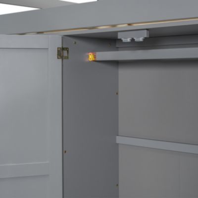 Streamdale Full Size White Loft Bed with Wardrobe, Desk, & Storage