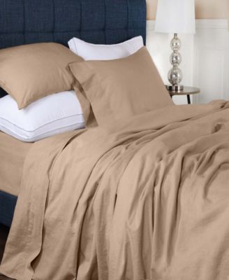 Cotton Linen Blend Deep Pocket 4-Piece Bed Sheet Set, Queen