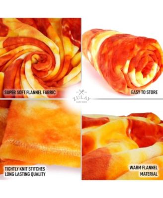 60 Inch Giant Pepperoni Pizza Throw Blanket Soft Round Flannel