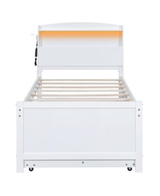 Simplie Fun Twin Size Platform Bed With Storage LED Headboard, Twin Size Trundle And 3 Drawers