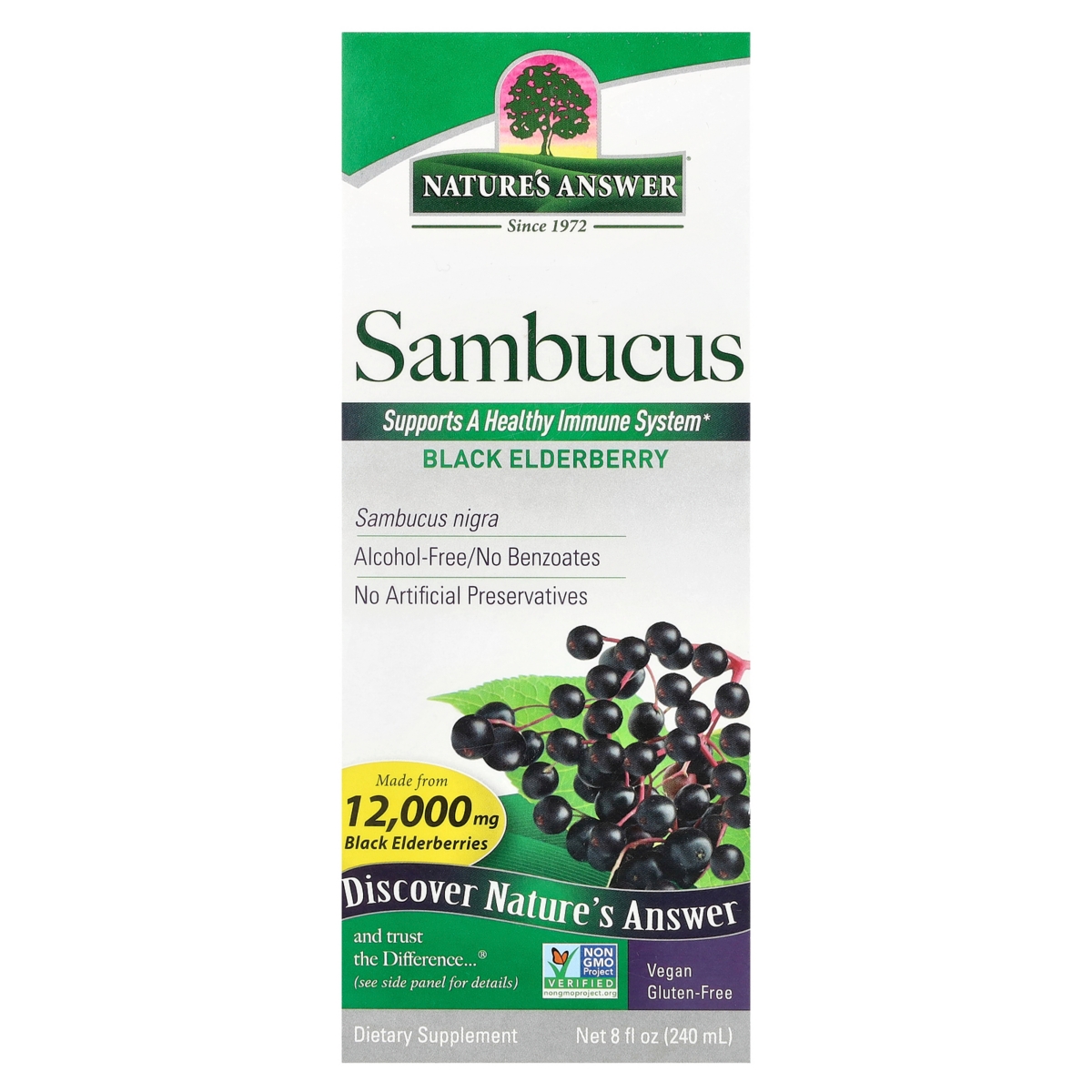Sambucus Black Elderberry Alcohol-Free 12 000 mg - 8 fl oz (240 ml) - Assorted Pre-pack (See Table