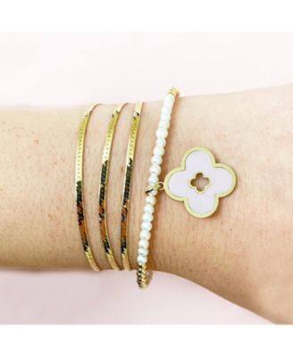 Pink Pearl Clover Cut Out Charm 14K Gold