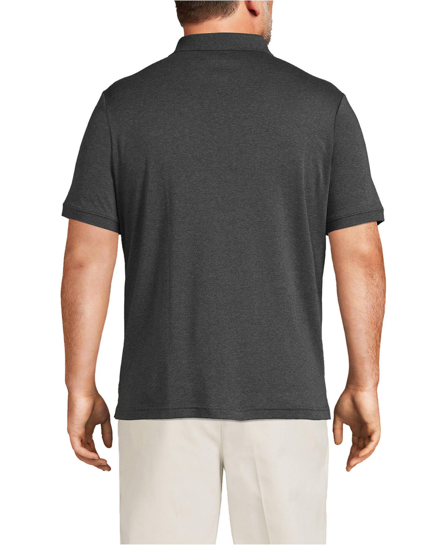 Мужское поло Lands' End Big & Tall School Uniform Short Sleeve Cotton Supima Polo Shirt, цвет: Тёмный угольный меланжевый — фото 2
