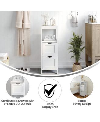 Delilah 2 Drawer Bathroom Storage Cabinet Organizer With Open Display Shelf