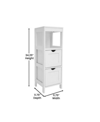 Delilah 2 Drawer Bathroom Storage Cabinet Organizer With Open Display Shelf