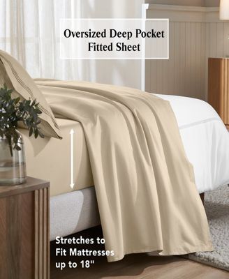 650-TC Egyptian Cotton Solid Deep Pocket Sheet Set, California King