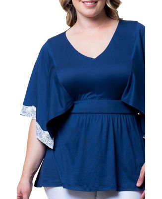 Plus Size Sarah Lace Trim Peplum Top