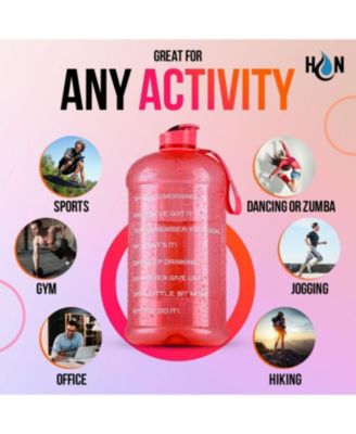 1 Gallon Water Bottle with Time Marker Leakproof Flip Cap