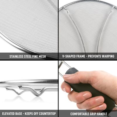 Large Splatter Screen for Frying Pan (13") - Stainless Steel Grease Splatter  Guard for Frying Pan