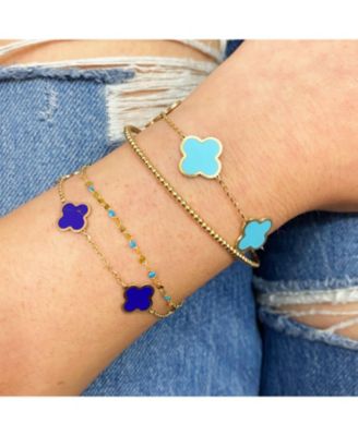 Small Lapis Clover Bracelet 14K Gold