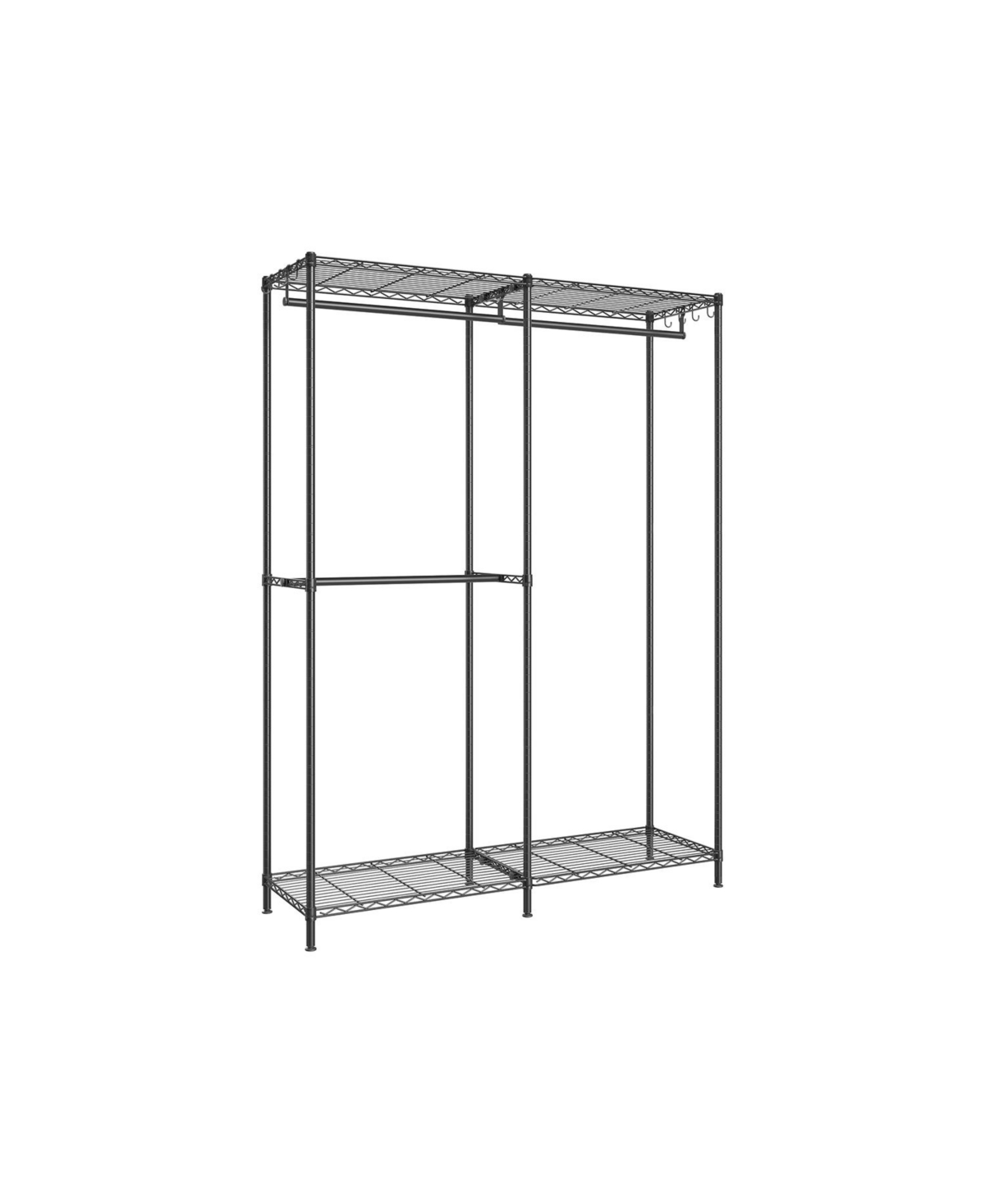 Metal Clothing Racks, Heavy-Duty Garment Rack with Adjustable Wire Shelves, Hanging Rods, Hooks - White