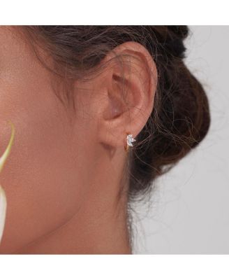 14k Gold Plated Lotus Huggies Minimalist Dainty Holiday Gift Idea