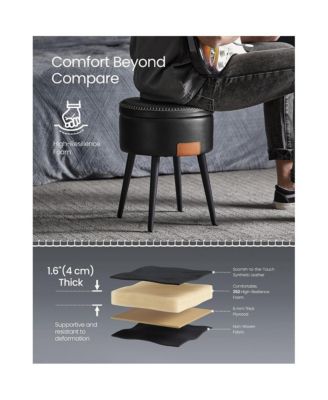 Storage Ottoman Vanity Stool with Steel Legs
