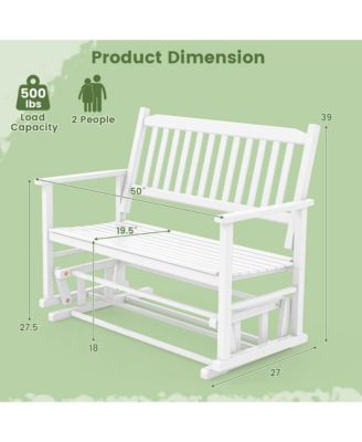 Patio Glider Loveseat Chair Swing Rocking Bench with Slatted Seat & Curved Backrest