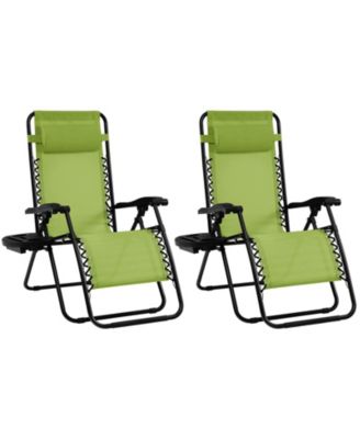 2 Pieces Folding Lounge Chair with Zero Gravity
