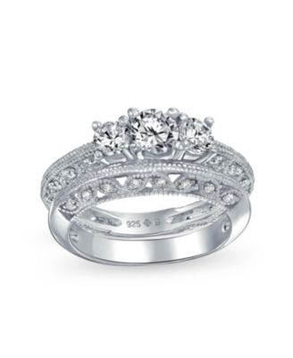 Bling Jewelry Art Deco Style Filigree Cubic Zirconia 3CT Round