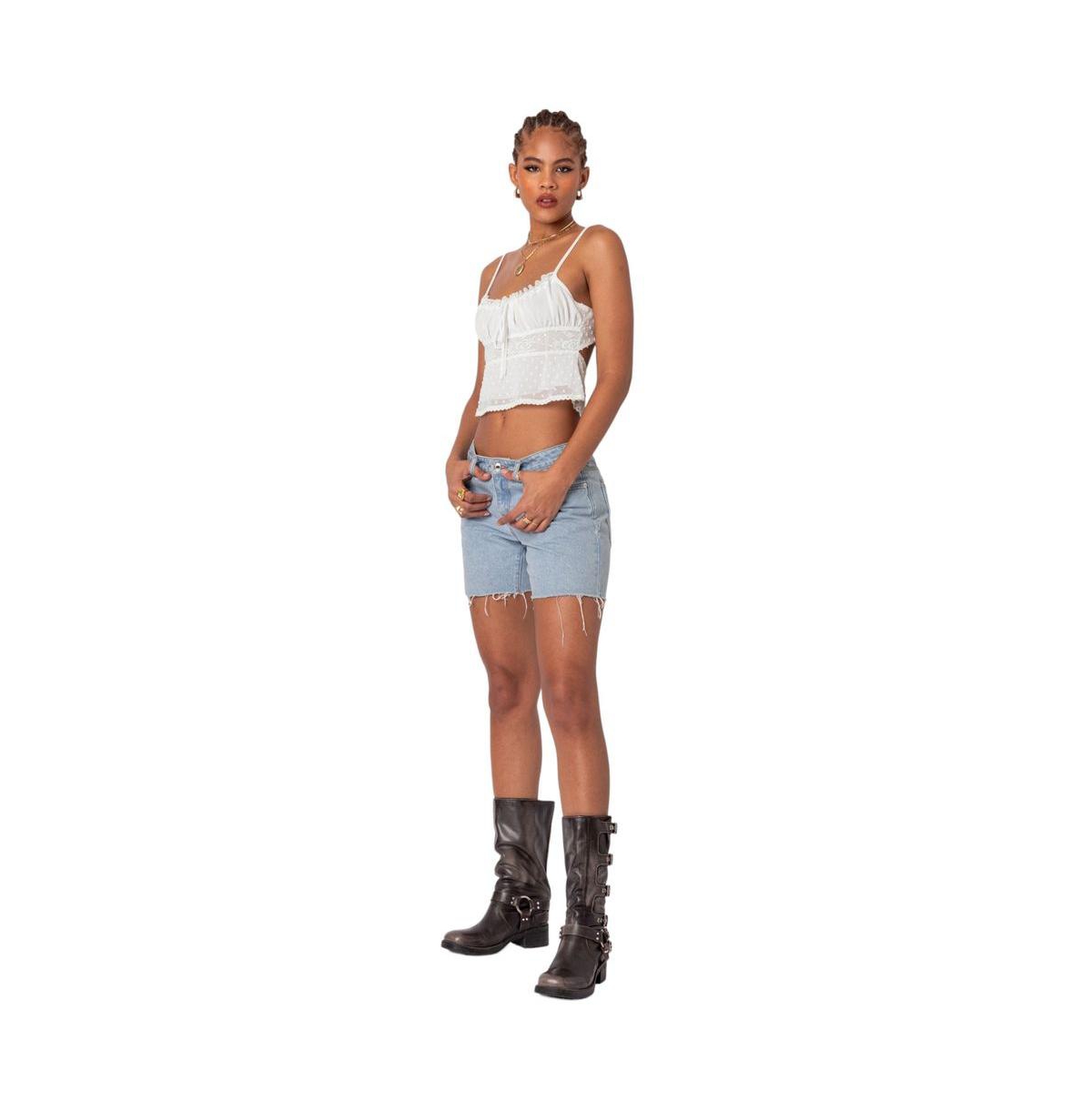 Edikted Women's Wendy tie back lacey top