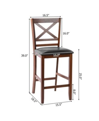 Set of 2 Bar Stools 25 Inch Counter Height Chairs