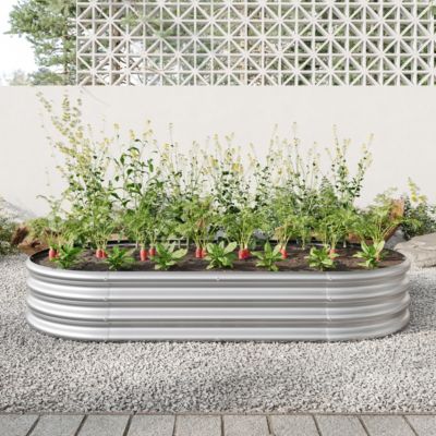 Streamdale Oval Metal Raised Garden Bed for Plants and Flowers