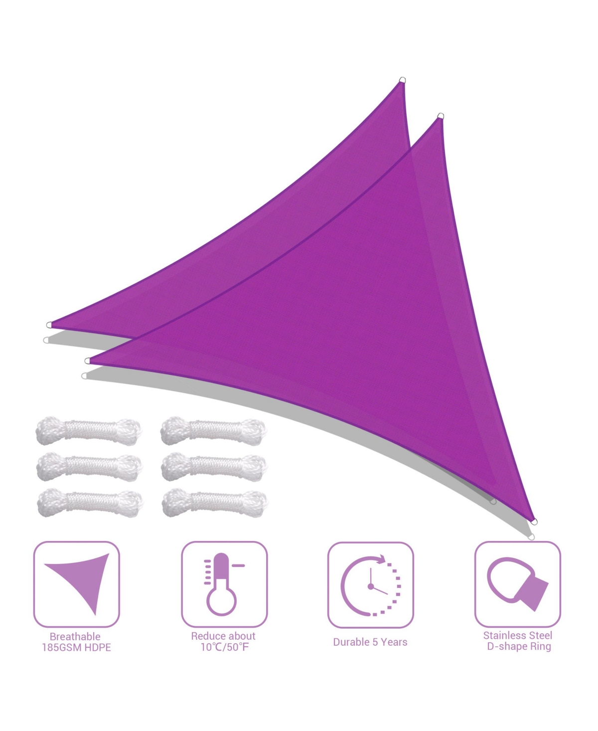 Yescom 2 Pack Ft 97% Uv Block Triangle Sun Shade Sail Canopy Outdoor Patio Awning