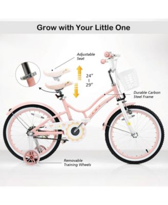 18 Inch Kids Adjustable Bike with Training Wheels - Pink