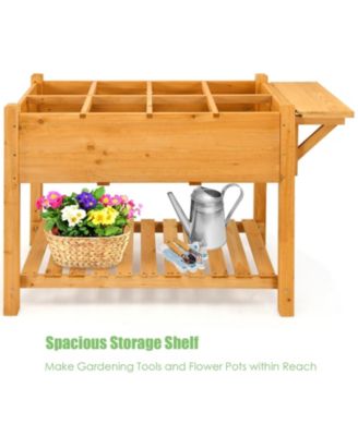 Elevated Planter Box Kit with 8 Grids and Folding Tabletop