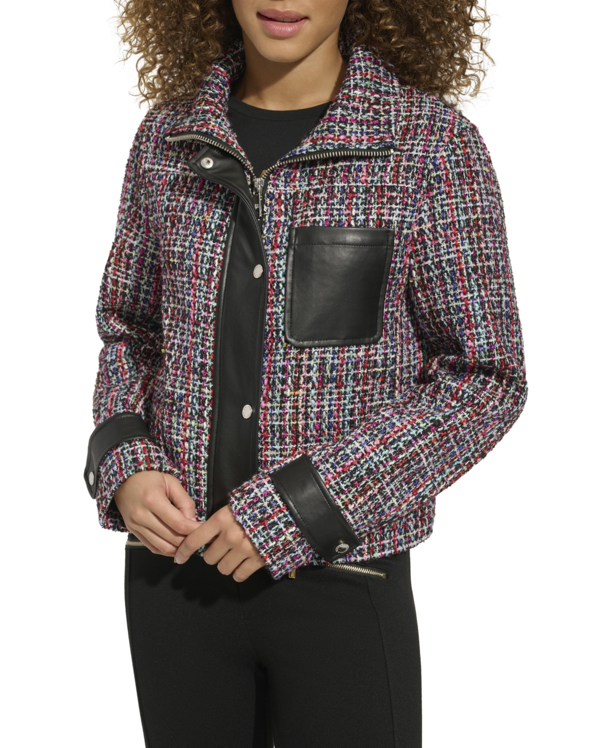 Women's Short Tweed Jacket - Multi