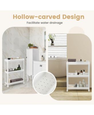 2 Pieces 3-Tier Slim Detachable Storage Cart with Drainage Holes and Wheels