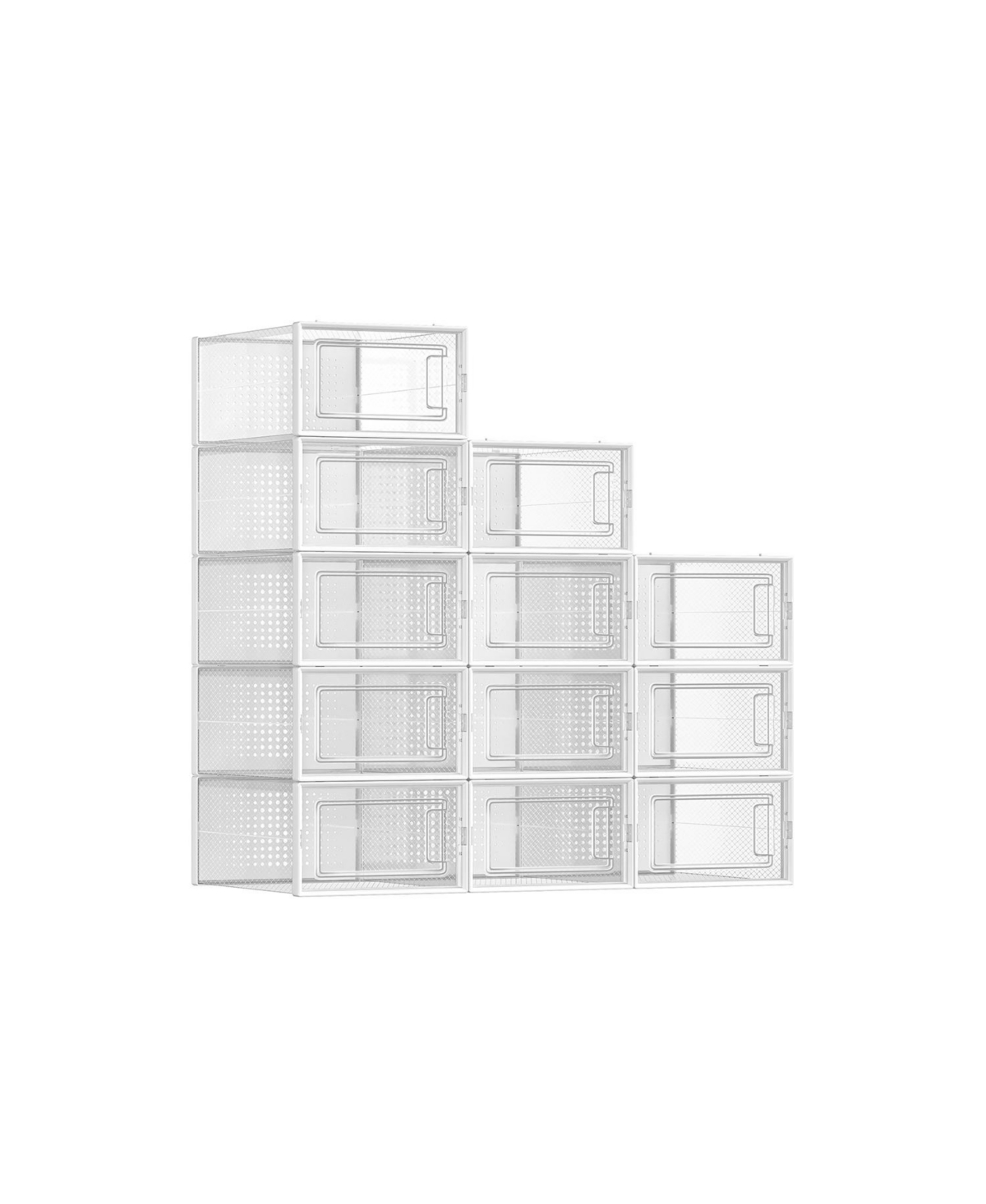 Pack Of 12 Stackable Shoe Storage Organizers, Versatile For Sneakers - White