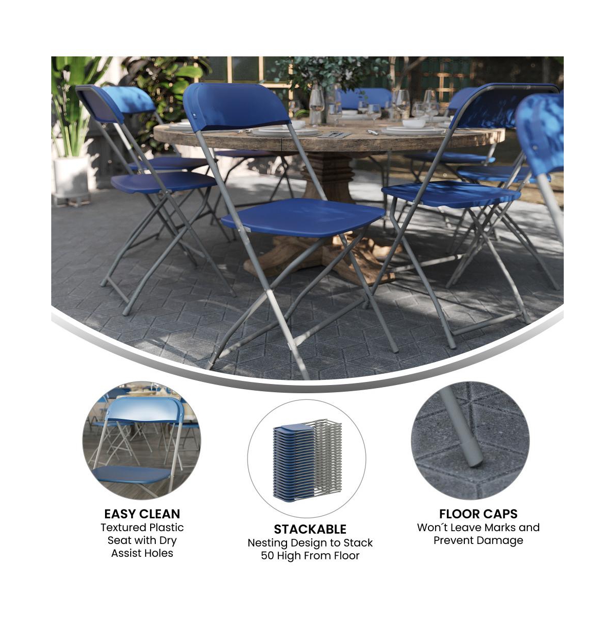 Emma+Oliver Set Of 10 Stackable Folding Plastic Chairs - 650 Lb Weight Capacity