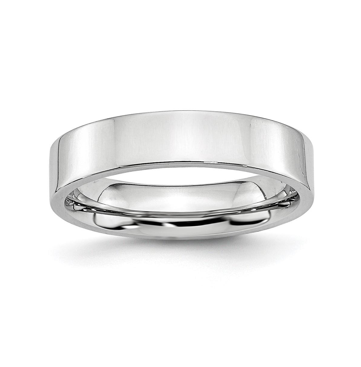 Cobalt Flat Polished Wedding Band Ring - White
