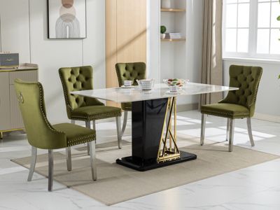 Modern Velvet Dining Chairs with Chrome Legs, Set of 2