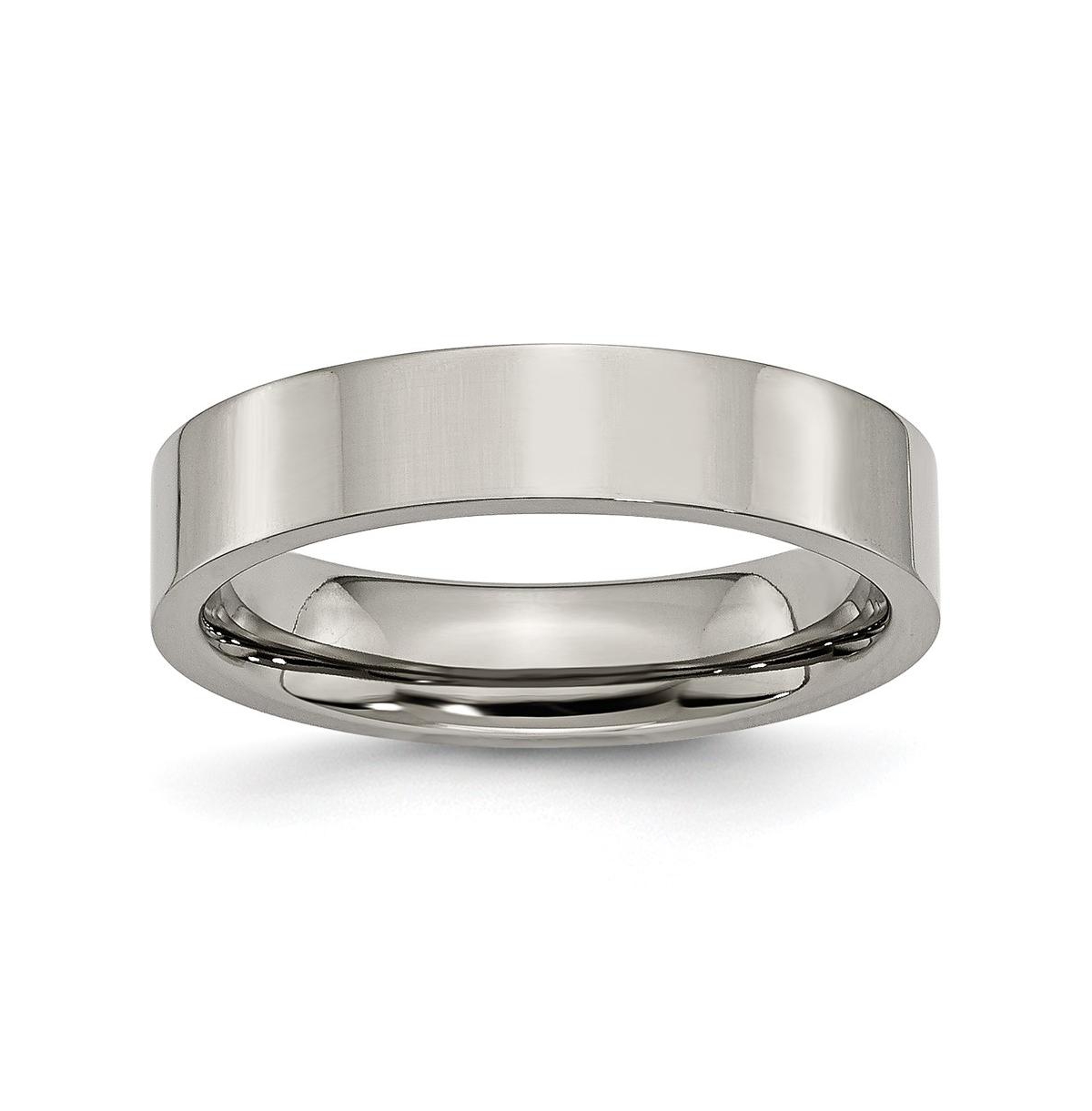 Titanium Polished Flat Wedding Band Ring - White