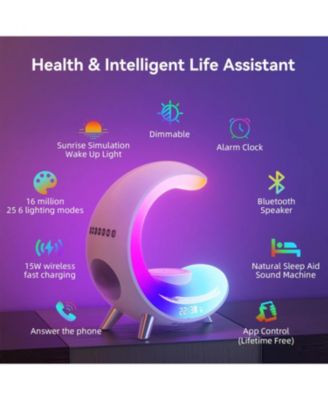 Smart Atmosphere Desk Lamp with Alarm Clock, Bluetooth Speaker, Wireless Charging Station