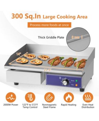 Commercial Electric Griddle with 122 -572  Adjustable Temperature Control