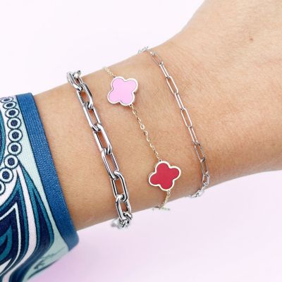 Small Pastel Mixed Clover Bracelet 14K Gold