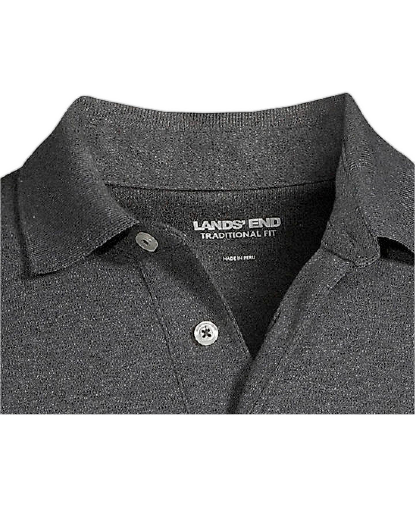 Мужское поло Lands' End Big & Tall School Uniform Short Sleeve Cotton Supima Polo Shirt, цвет: Тёмный угольный меланжевый — фото 3