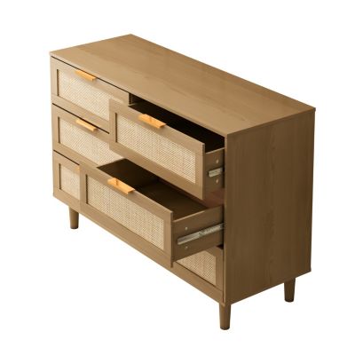 6 Drawers Rattan Dresser Rattan Drawer, Bedroom, Living Room