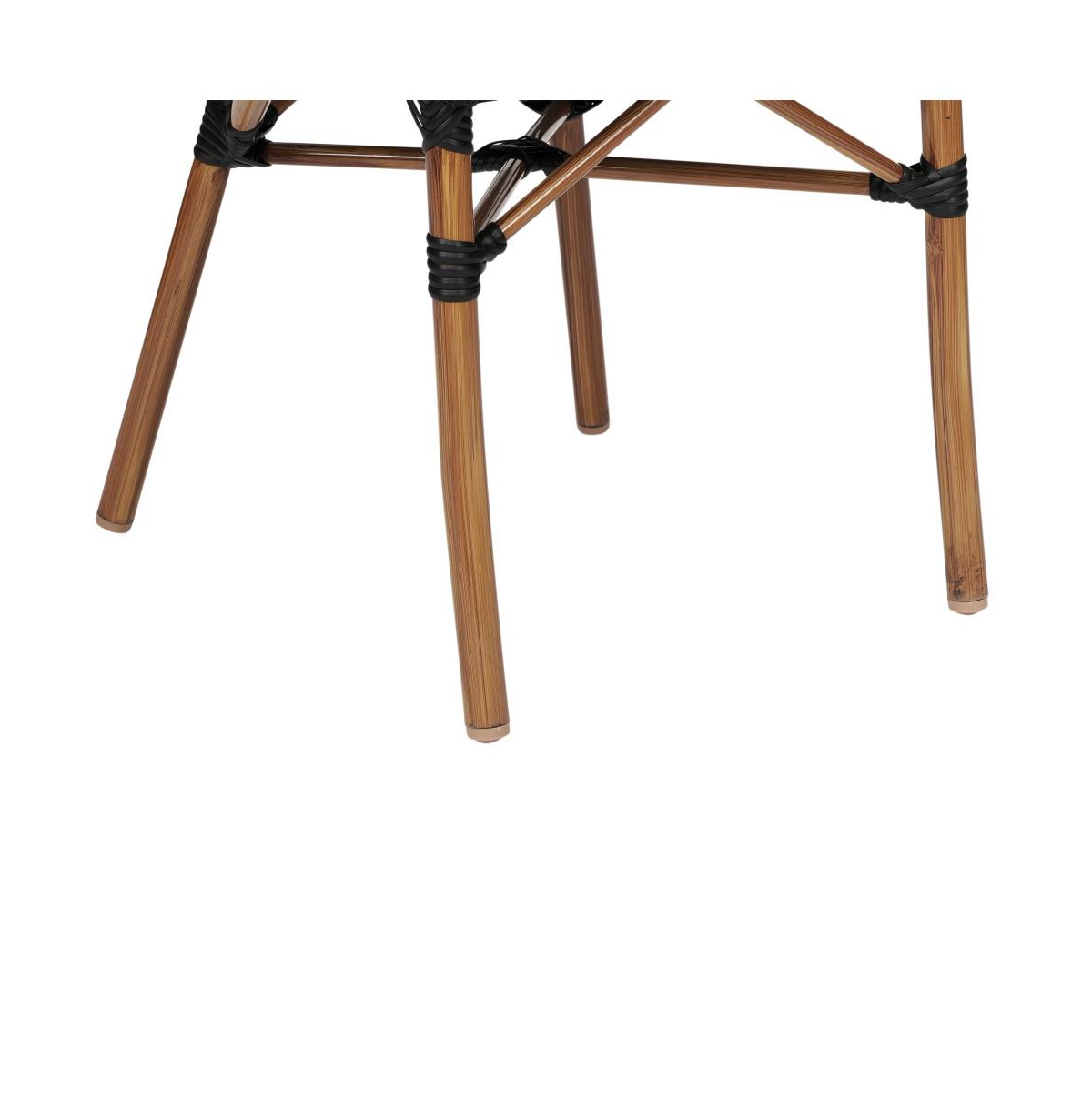 Merrick Lane Mael Set Of Two Stacking Thonet Bistro Style Chair With Arms, Textilene Seat, And Bamboo Finished Metal Frame For Indoor/Outdoor Use - Bl