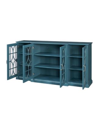 63" TV Stand, Storage Buffet Cabinet, Sideboard With Glass Door And Adjustable Shelves