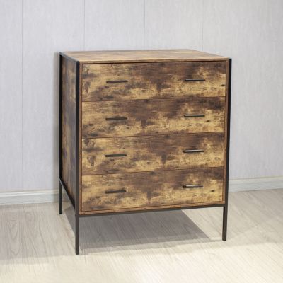 Streamdale Rustic Brown 4 Drawer Dresser with Steel Frame