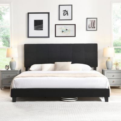 Streamdale King Size Upholstered Platform Bed Frame in Black