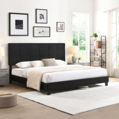 Streamdale King Size Upholstered Platform Bed Frame in Black