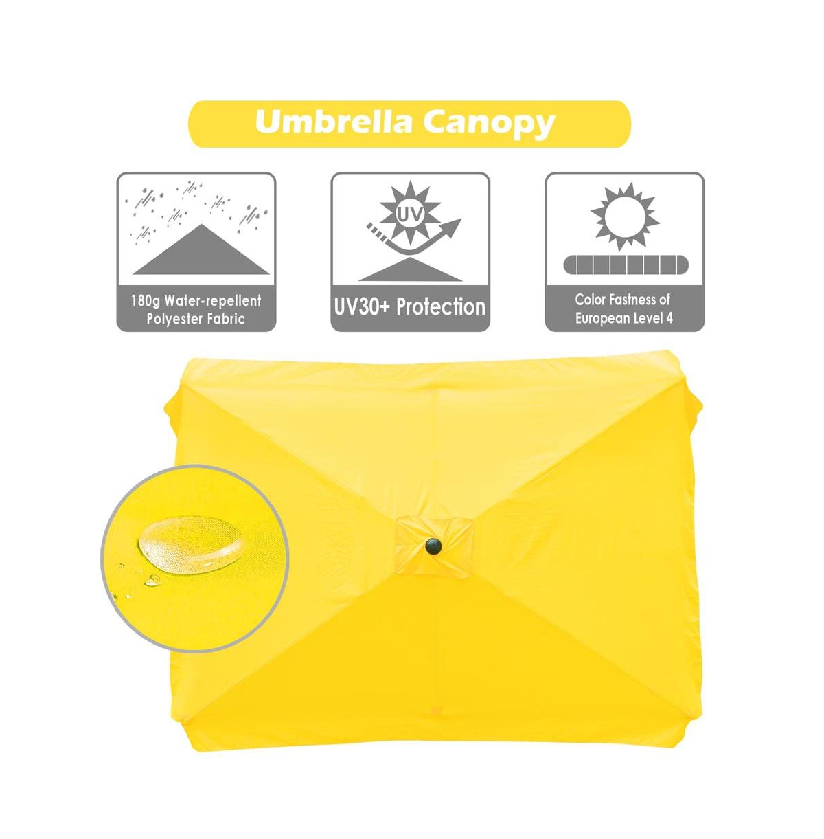 10x6ft Universal Replacement Umbrella Canopy with Tippet Top Cover Patio Beach